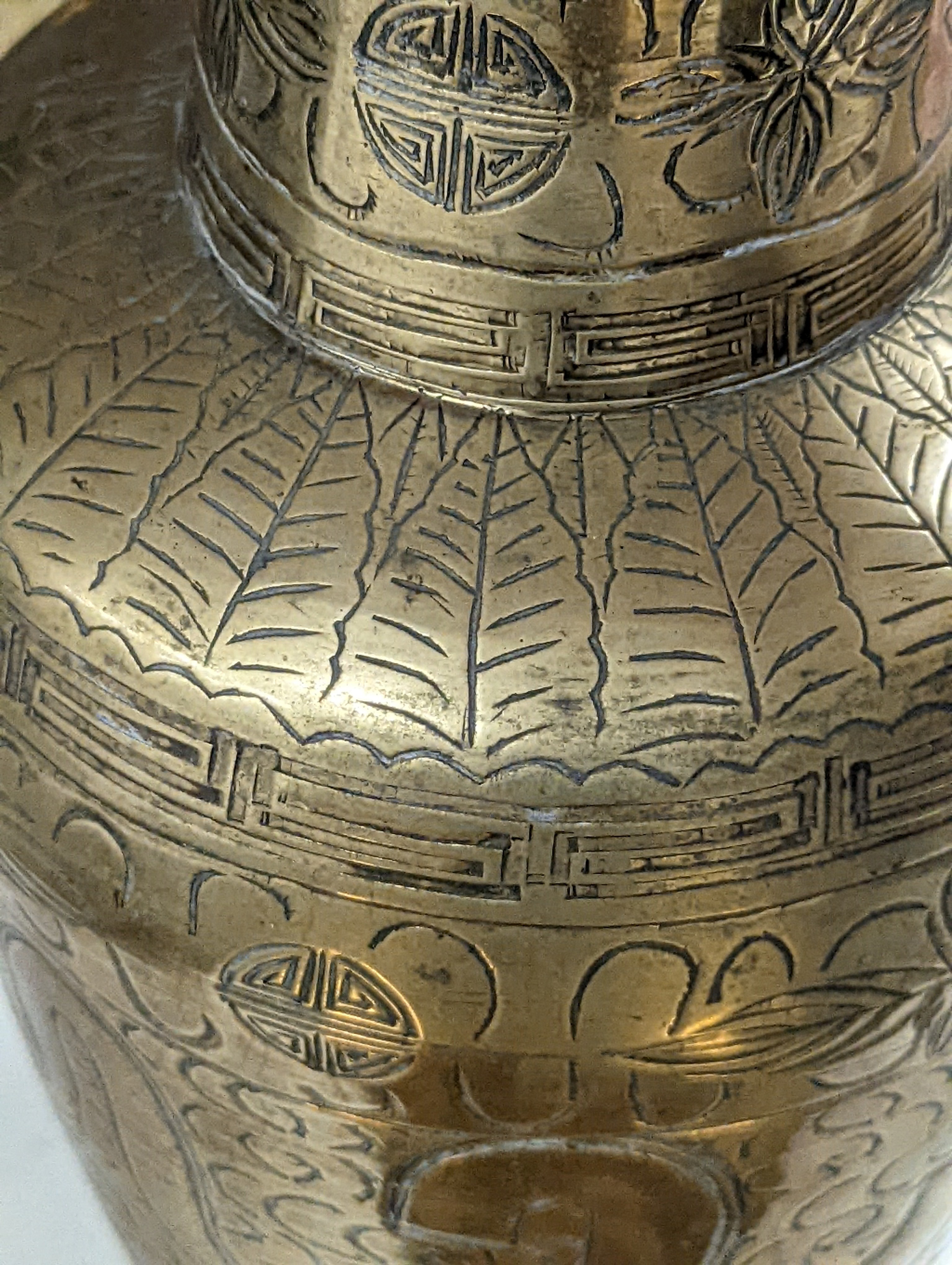 Two early 20th century Chinese bronze vases and a similar tray, 35cm diam.